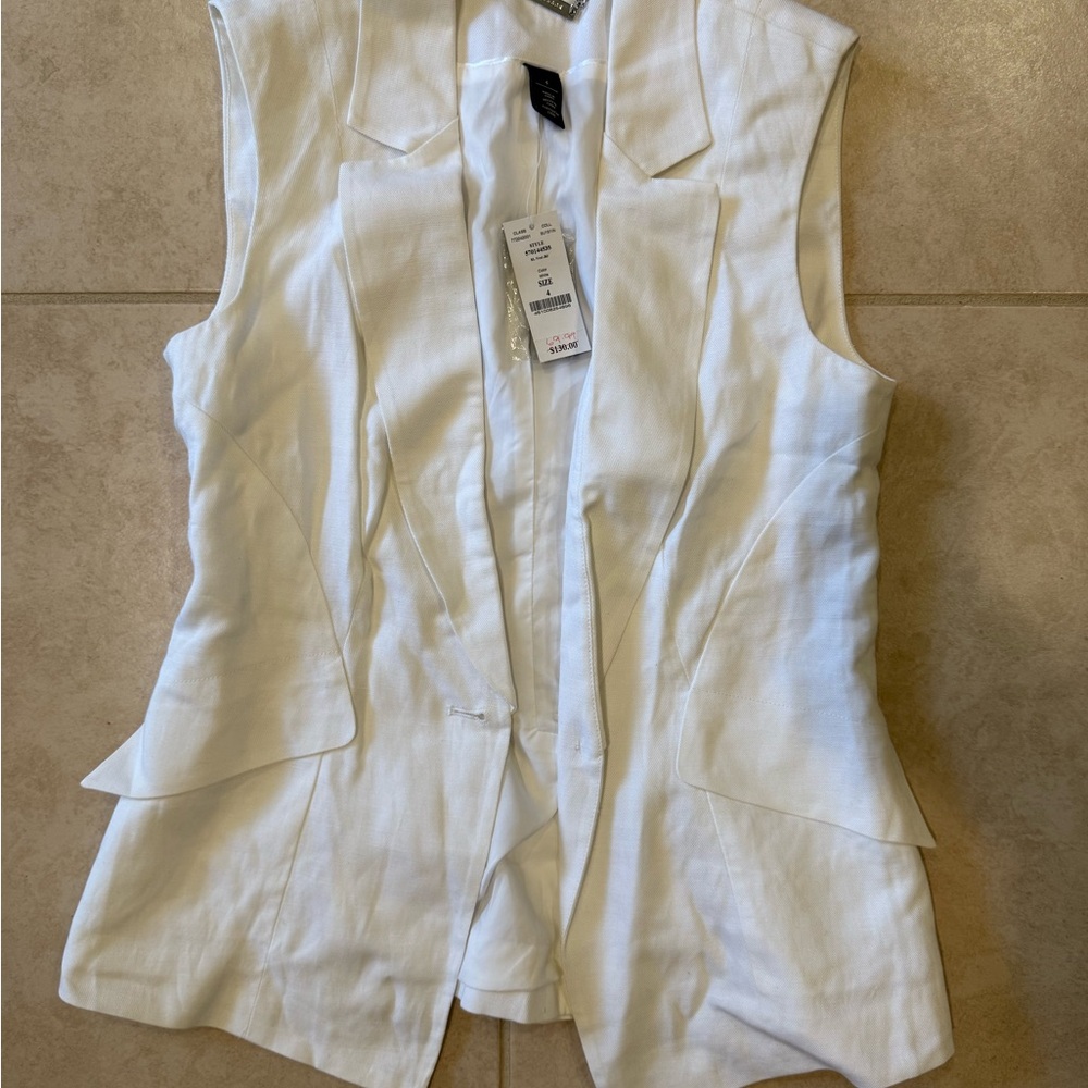 White House Black Market White Sleeveless Blouse